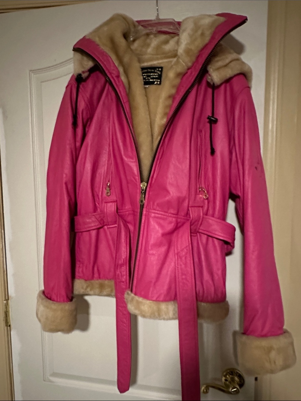 Hot Pink Faux Fur Trimmed Jacket